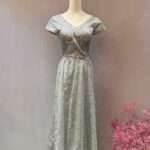 銀色羽毛亮片小包袖媽媽禮服