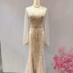 削肩流蘇水晶款魚尾媽媽禮服