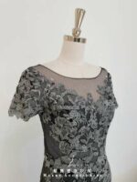 粉色韓國緞面立體刺繡媽媽禮服