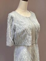 灰藍色縫珠小外套媽媽禮服