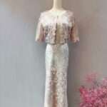 粉銀漸層兩件式媽媽禮服