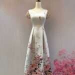 亮銀粉花亮光布媽媽禮服