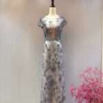 粉銀漸層亮片花媽媽禮服