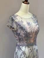 粉銀漸層亮片花媽媽禮服