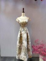 秋香亮面金花刺繡媽媽禮服