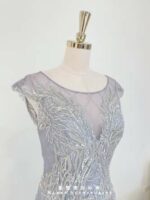 浪漫紫浮雕刺繡紗裙媽媽禮服