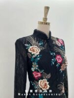 古典花紋刺繡蕾絲裙媽媽禮服