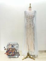 金銀珠鑽水袖披肩魚尾媽媽禮服