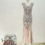 粉膚排鑽銀線紗裙V領媽媽禮服