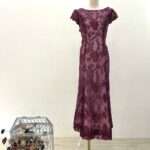 暗紫拼花蕾絲包袖媽媽禮服