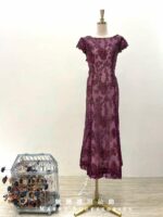 暗紫拼花蕾絲包袖媽媽禮服