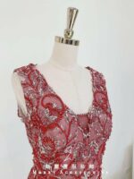 紅絲線細鑽亮片蕾絲媽媽禮服