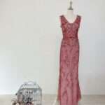 紅絲線細鑽亮片蕾絲媽媽禮服