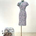 薰衣草紫花葉短旗袍媽媽禮服