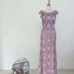 薰衣草紫織花刺繡媽媽禮服