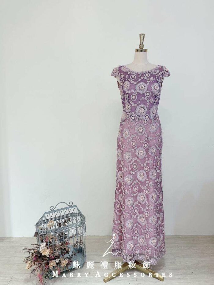 薰衣草紫織花刺繡媽媽禮服 薰衣草紫織花刺繡媽媽禮服