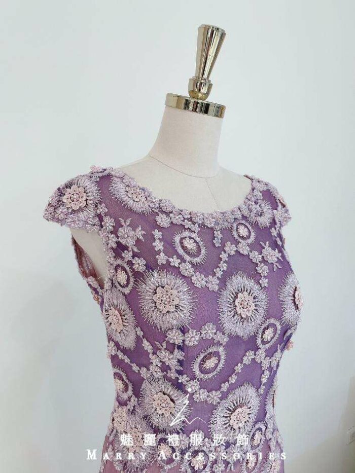 薰衣草紫織花刺繡媽媽禮服 薰衣草紫織花刺繡媽媽禮服