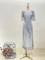 莫嵐迪灰流線圓珠媽媽禮服