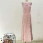 櫻花粉蕾絲珠鑽媽媽禮服