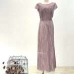 粉紫繡花珠鑽流線媽媽禮服