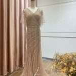 香檳交叉滿鑽飄飄袖台中媽媽禮服