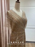 香檳交叉滿鑽飄飄袖台中媽媽禮服