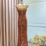 金橘滿版亮片織花台中媽媽禮服