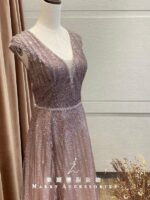 玫粉亮碎漸層紗裙台中媽媽禮服