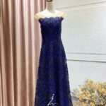 藏藍花瓣縫珠膚領台中媽媽禮服