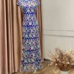 藏藍花葉刺繡旗袍台中媽媽禮服