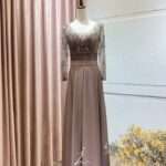 古銅蕾絲水袖百褶裙台中媽媽禮服