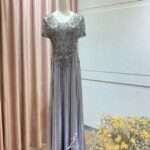 石灰珠鑽銀絲絨台中媽媽禮服