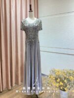 石灰珠鑽銀絲絨台中媽媽禮服