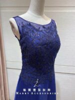 藍紫蕾絲織花A字裙台中媽媽禮服