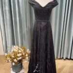鐵灰星光滿鑽卡肩媽媽禮服