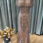 香檳金滿鑽斗篷魚尾媽媽禮服