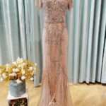 香檳金花瓣流蘇水鑽媽媽禮服