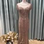 香檳粉金桃心滿鑽媽媽禮服