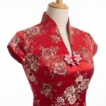 紅寶石牡丹花立領旗袍媽媽禮服