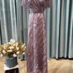 浪漫紫蕾絲波紋飄飄袖媽媽禮服