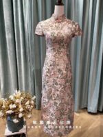 粉膚浮雕松紅梅旗袍媽媽禮服