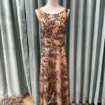 粉橘立體小花肩袖媽媽禮服