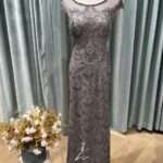 質感灰宮廷珠鑽媽媽禮服