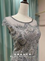 質感灰宮廷珠鑽媽媽禮服