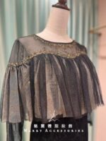 黑絨蕾絲斗篷碎鑽媽媽禮服