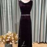 葡萄紫星芒亮片高腰媽媽禮服