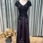 藏藍縫珠漸層紫紗裙媽媽禮服