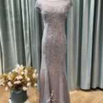 水藍滿鑽珍珠魚尾媽媽禮服