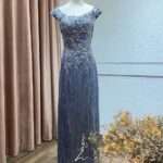 藍紫流線管珠緹花台中媽媽禮服