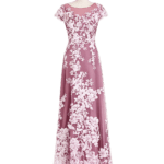 葡萄紫白花藤刺繡禮服